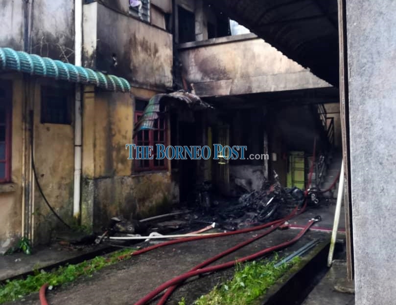 Five injured after jumping to safety from burning flat in Matang