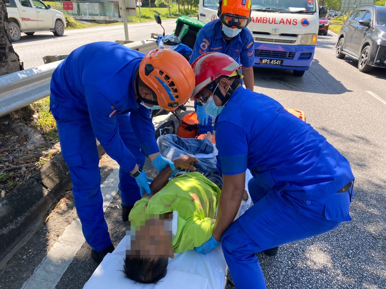 Motorcyclist injures right hand in single vehicle accident at